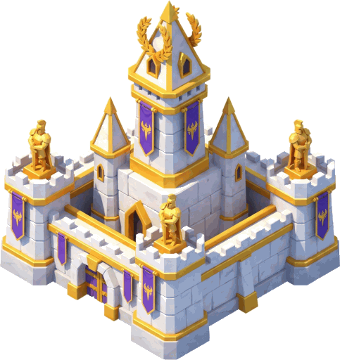 Founders' Citadel, a white and gold citadel with statues